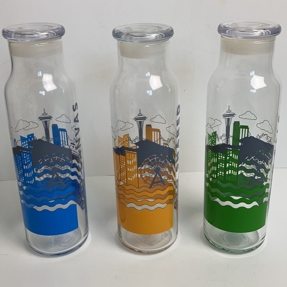 Seattle Glass Bottles Space Needle Collectable Decor Grunge Hipster Souvenir - Picture 1 of 16